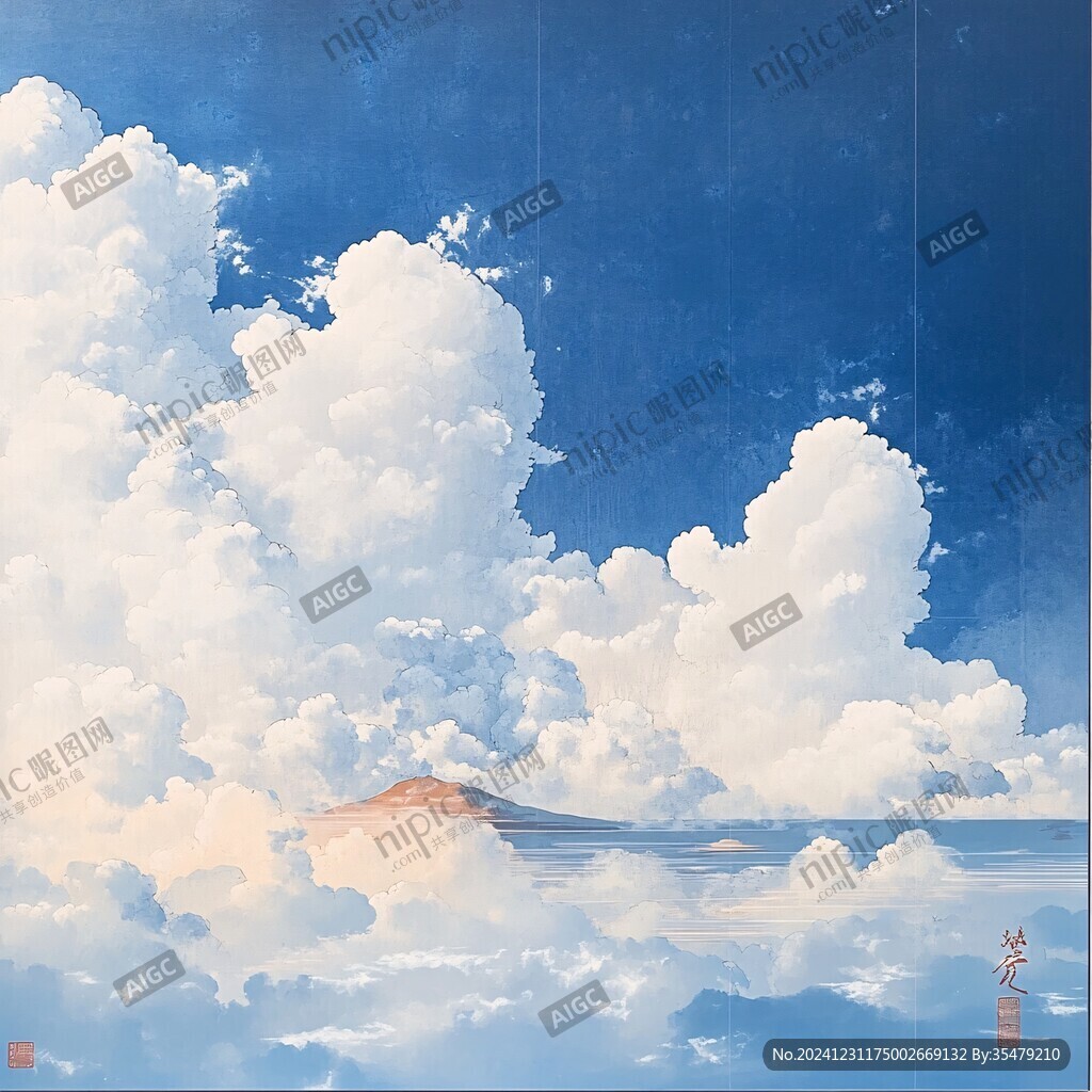 插畫藍天白云