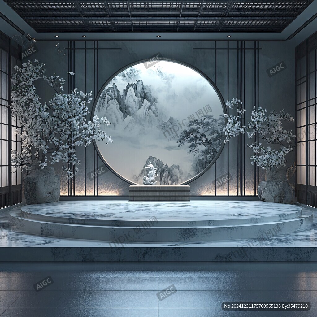 新中式背景場景圖