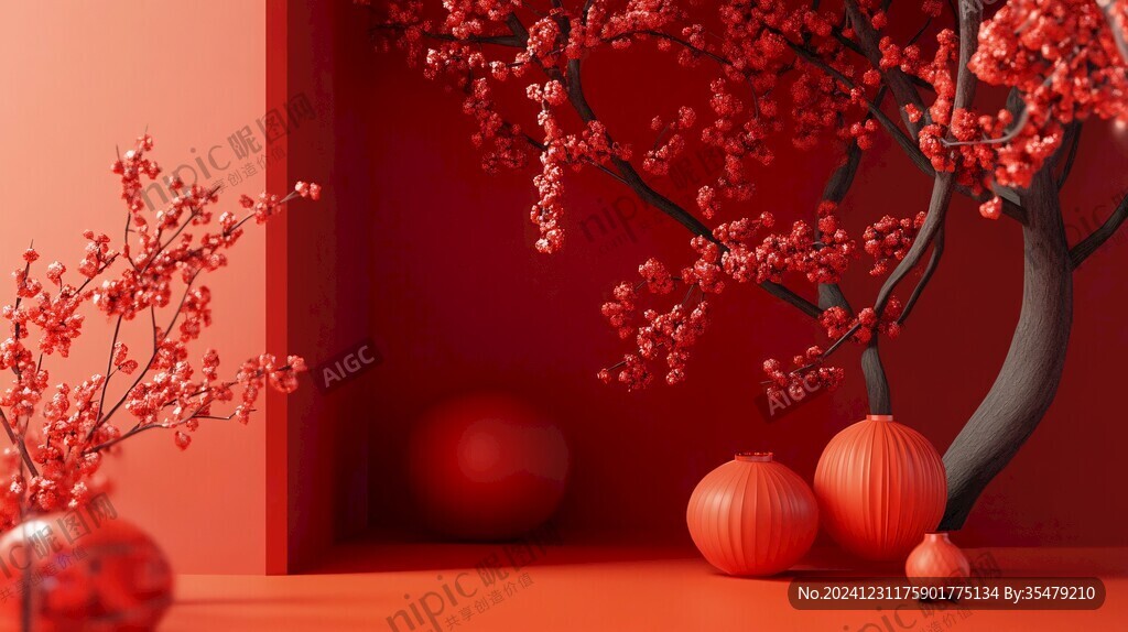 紅色球體創意場景