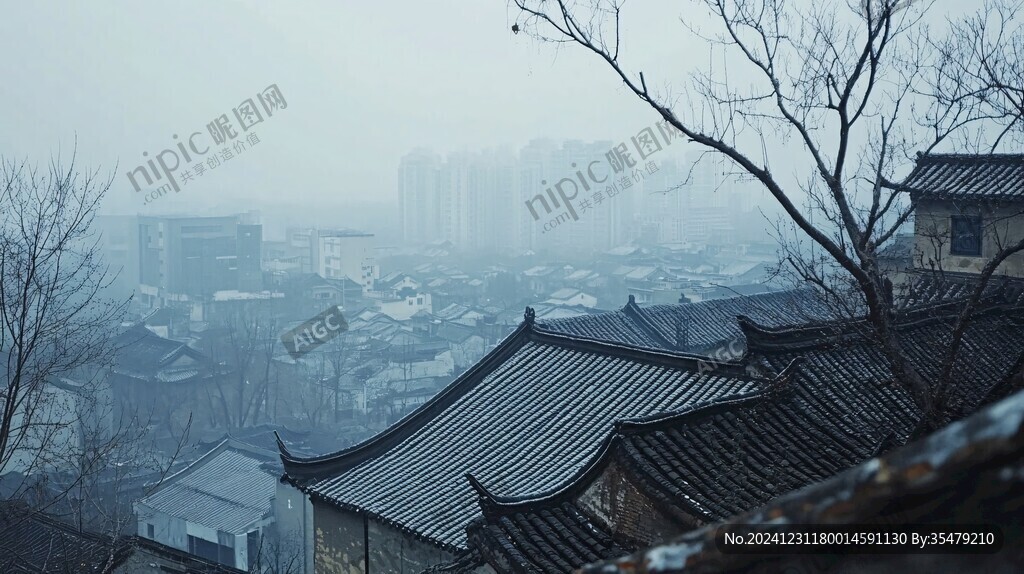 雪映古城
