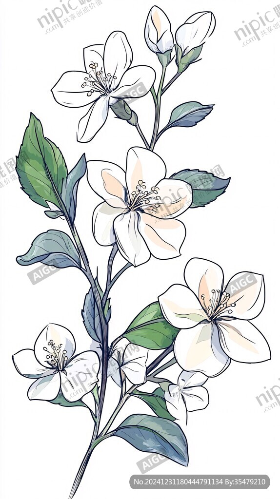 手繪茉莉花