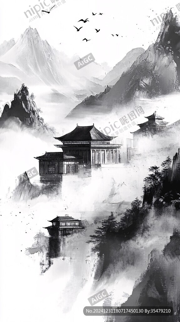 山水樓閣雅致意境風(fēng)