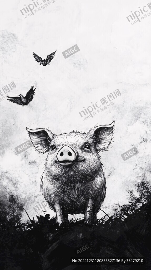 動物黑白裝飾畫
