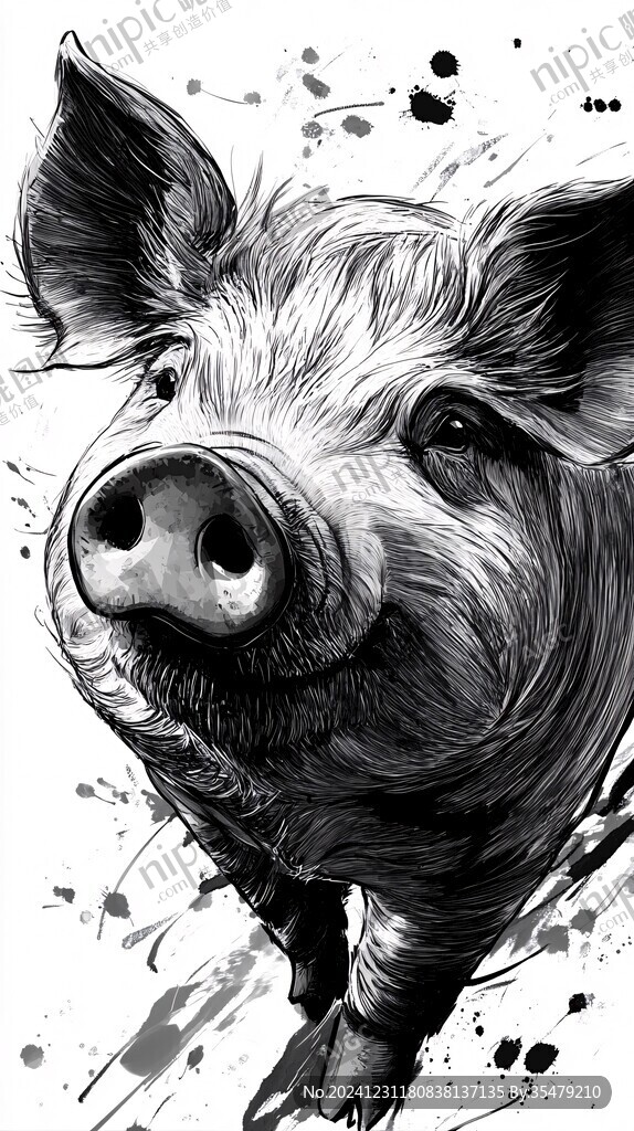 動物黑白裝飾畫