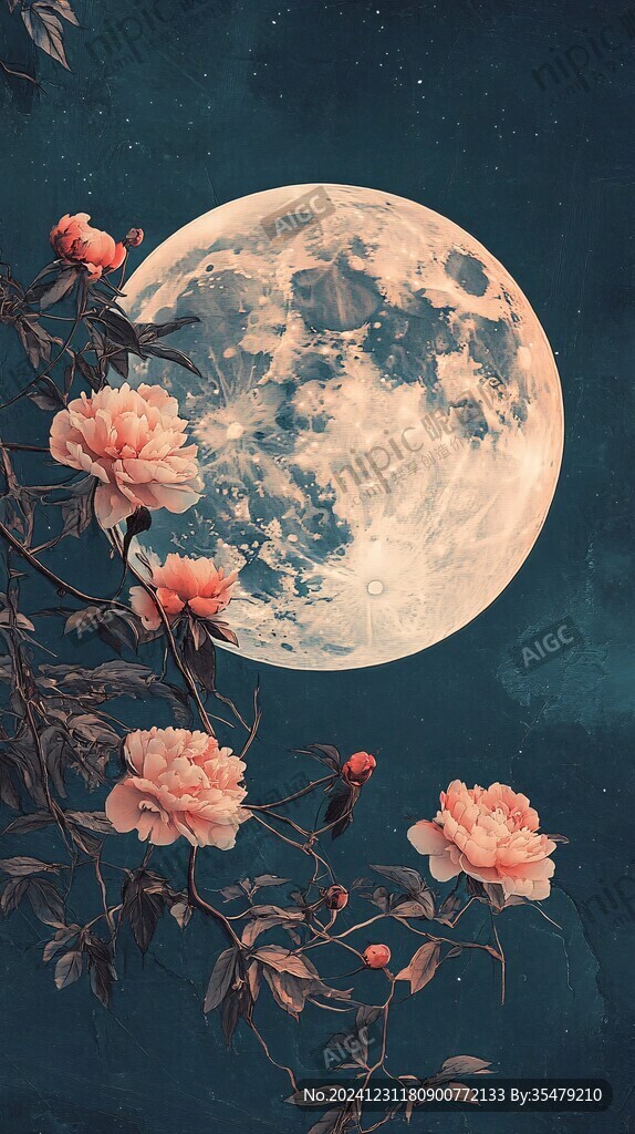 花好月圓花朵花卉飛鳥