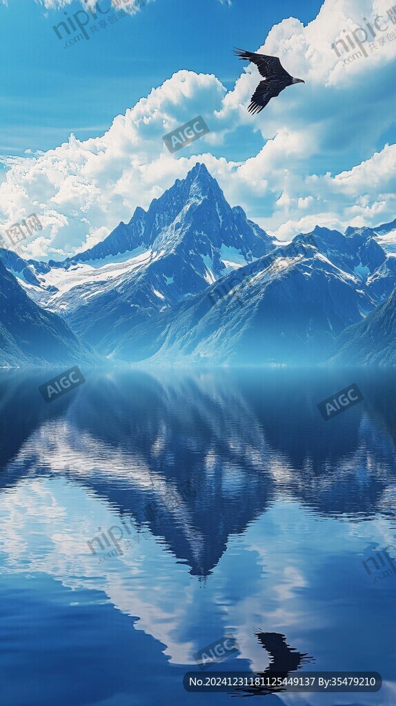山水飛鳥意境山水