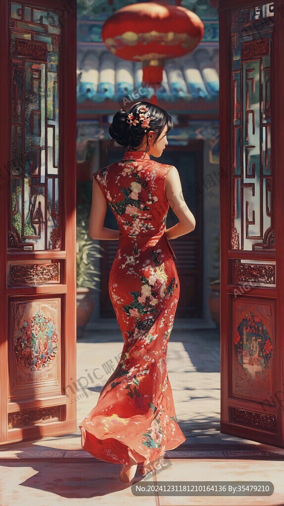 旗袍背影