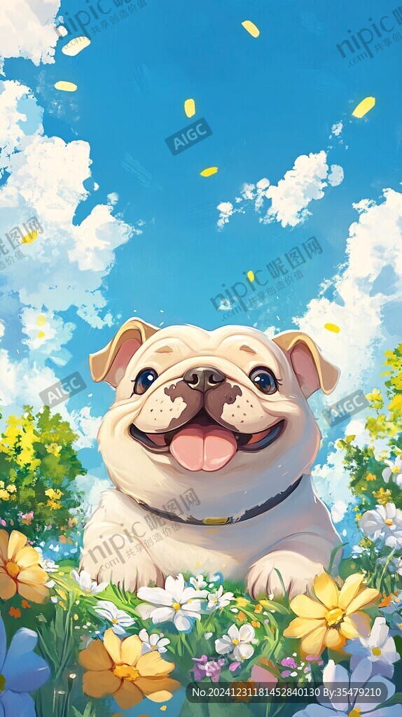 開心小狗插畫