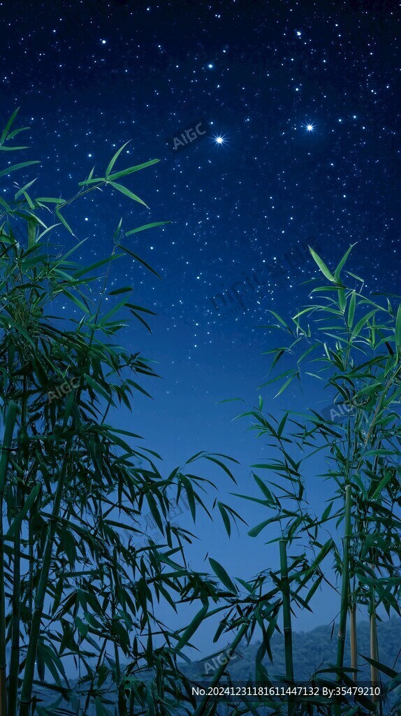 月夜竹林背景