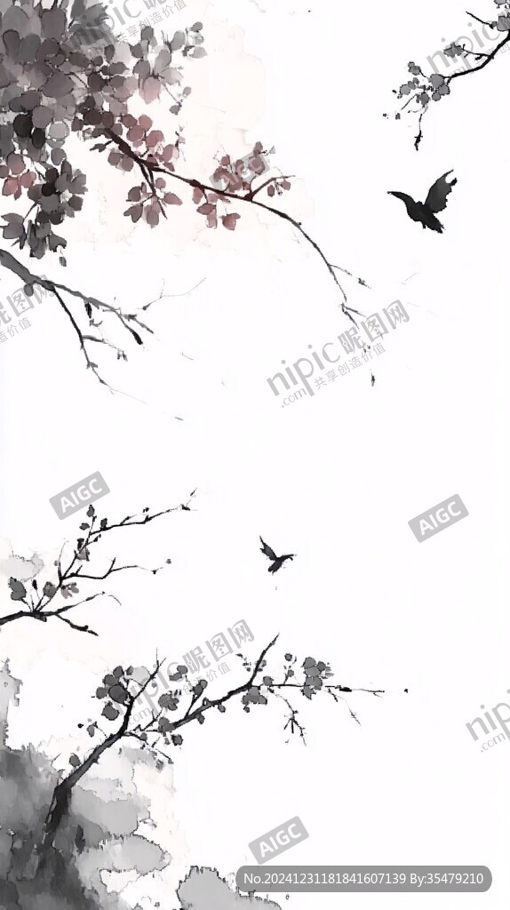 古風花鳥背景