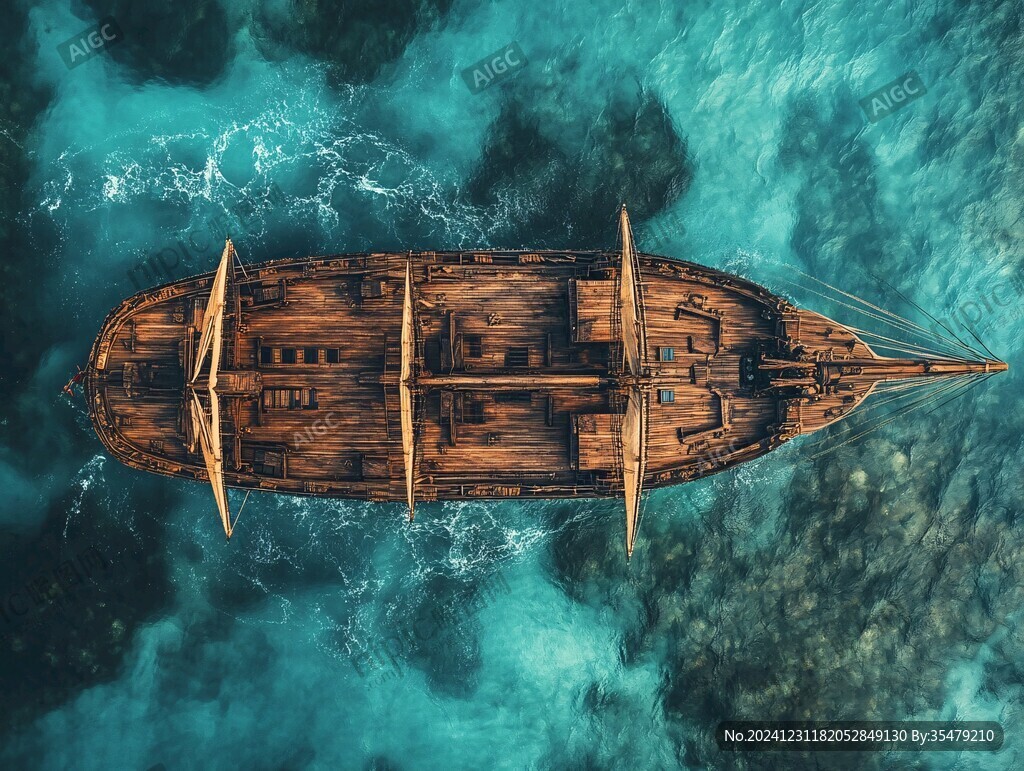 航拍木舟