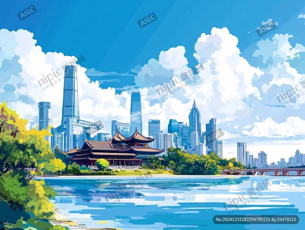 插畫城市風(fēng)光
