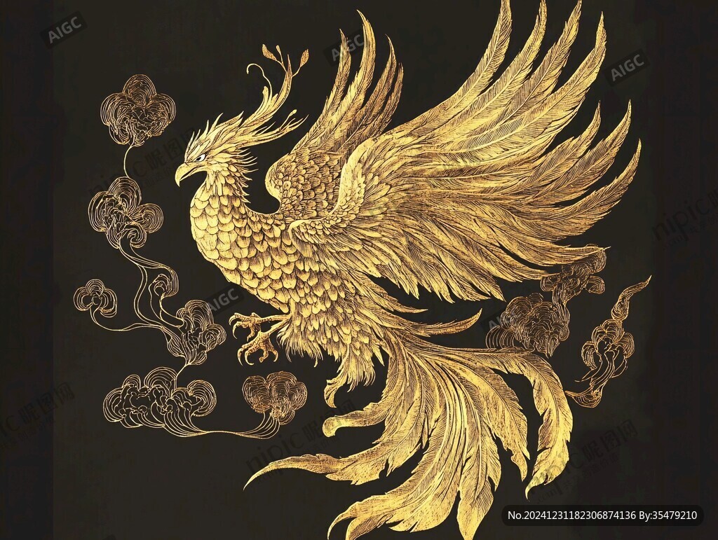 鳳凰金絲繡圖