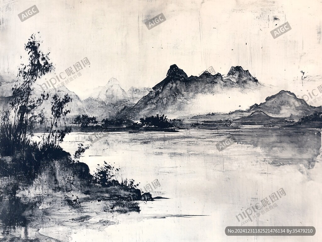 水墨山水做舊