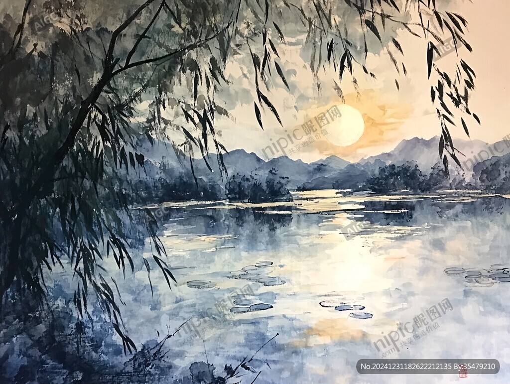 水彩邛海水粉邛海
