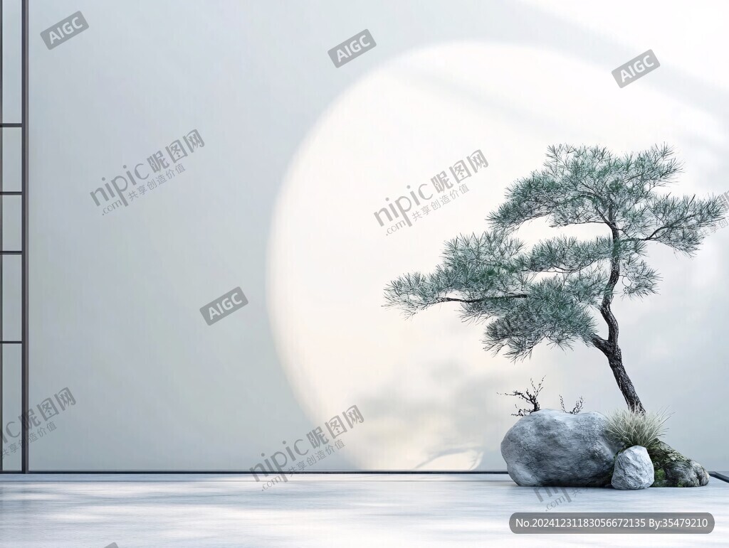 迎客松隔斷背景