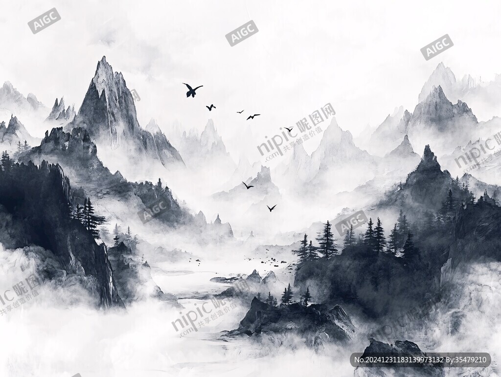 詩意古風(fēng)水墨山水