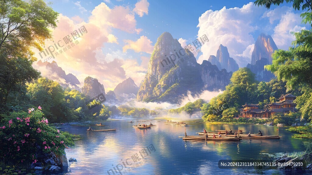 古風山水場景