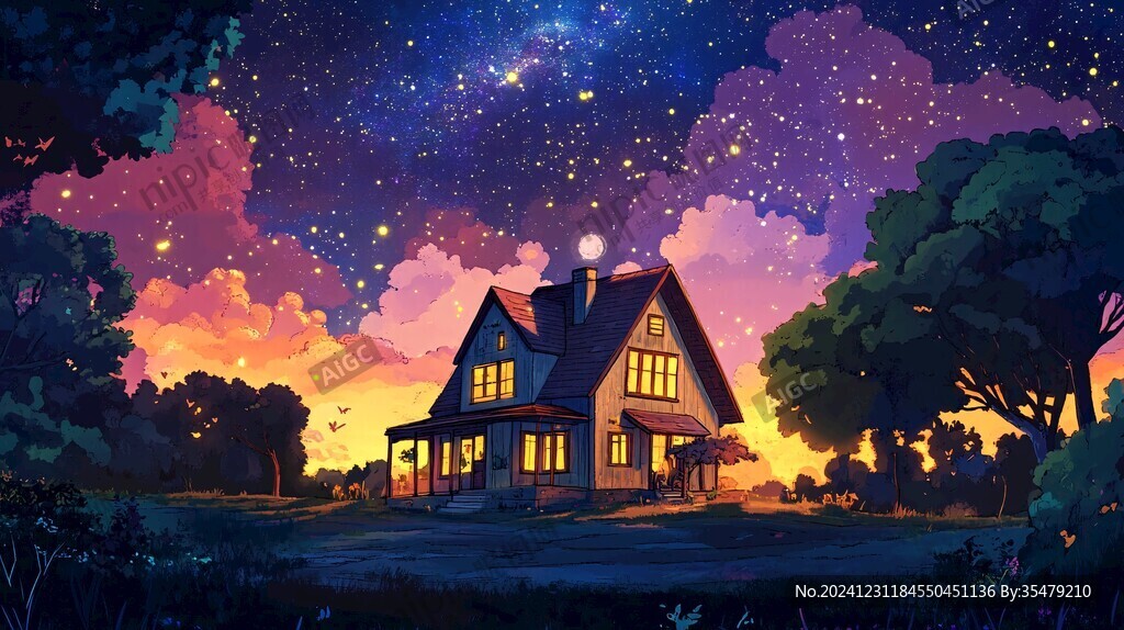美好的夜晚插畫(huà)