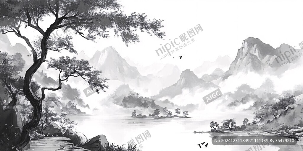 詩(shī)意古風(fēng)水墨山水