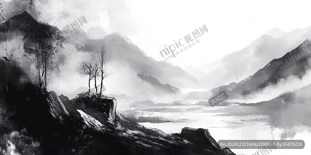水墨風格韻味墨韻黑白