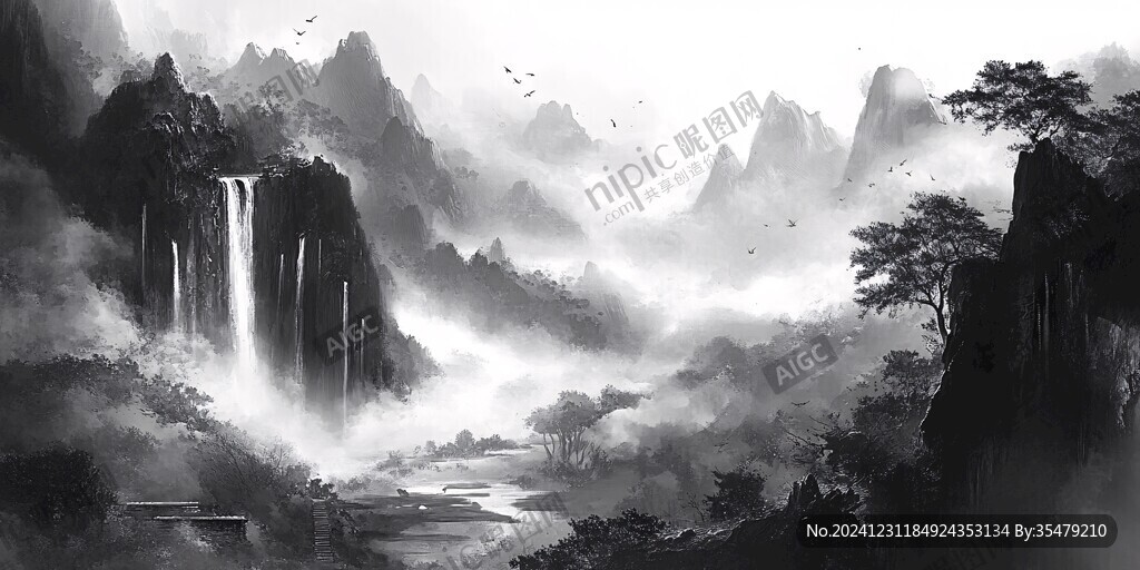煙墨意境山水畫(huà)