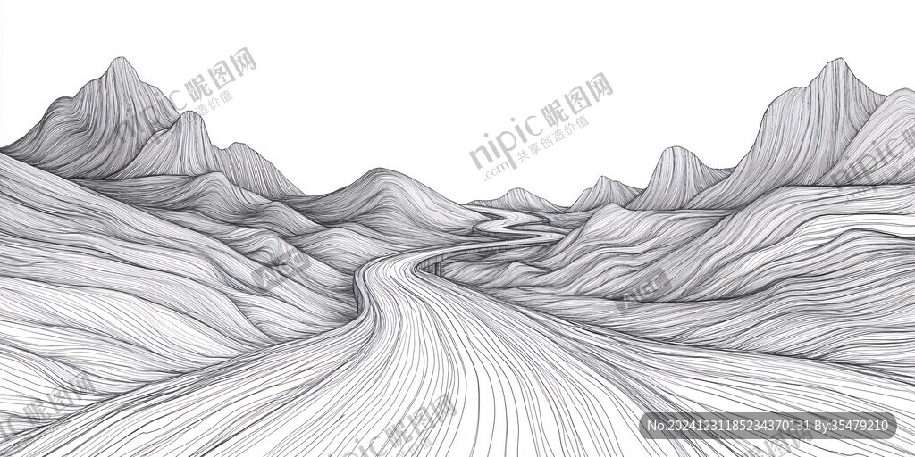 線描山插畫