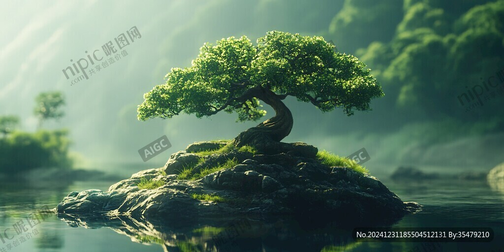 溪澗獨樹