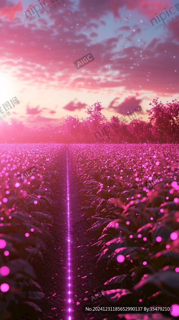 唯美夢幻花田場景