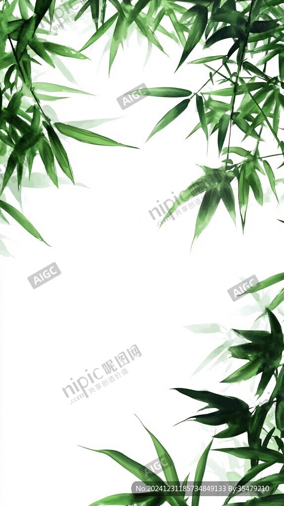 竹葉邊框背景素材