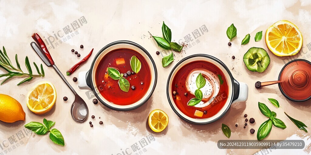番茄火鍋插畫