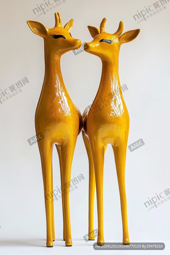 雙鹿擺件