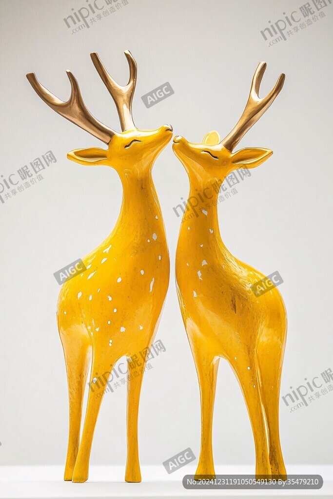 雙鹿擺件