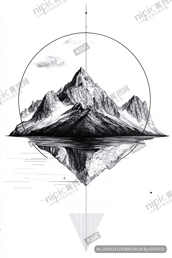 線形簡約山水