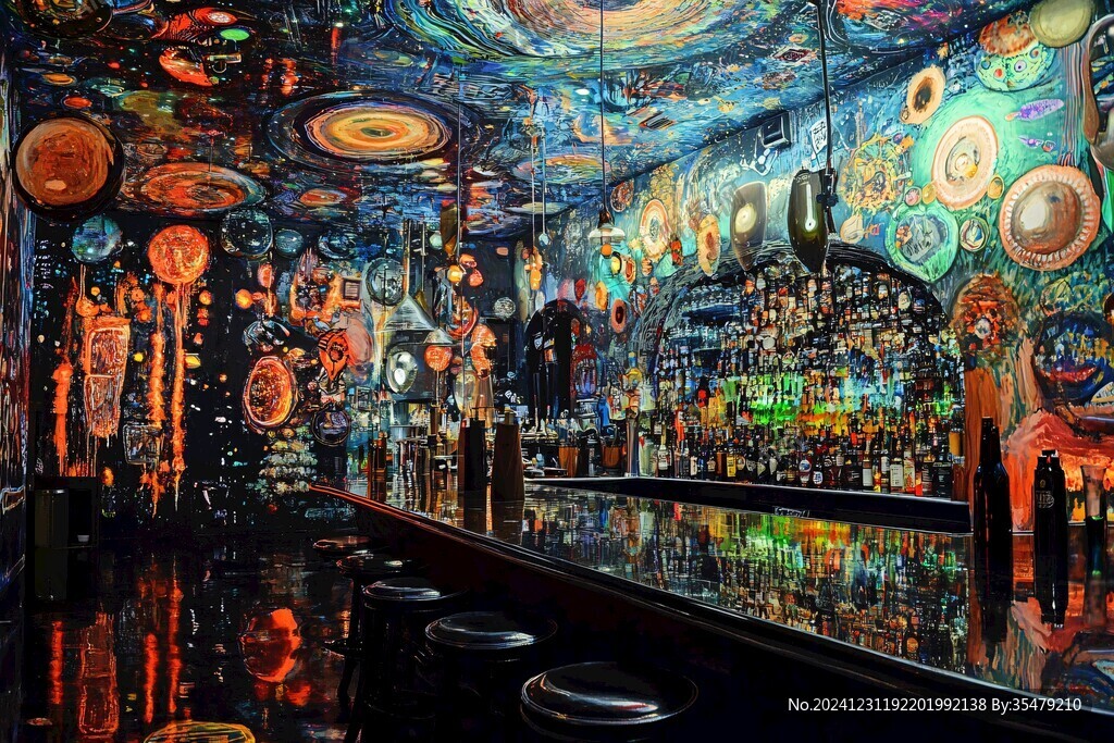 迷幻酒吧背景墻