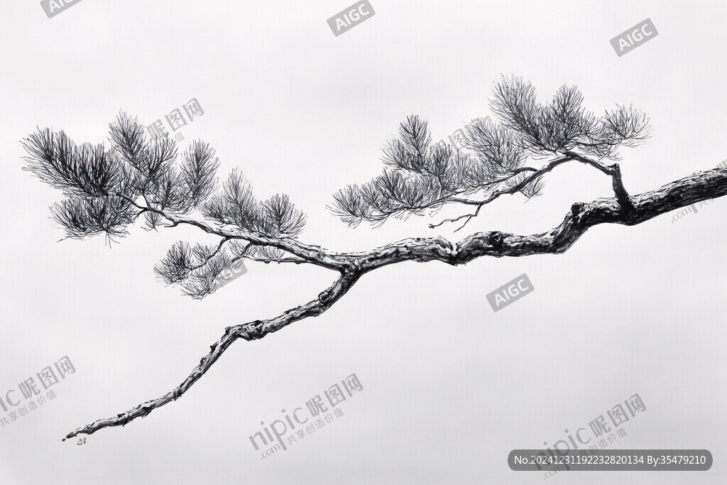水墨松