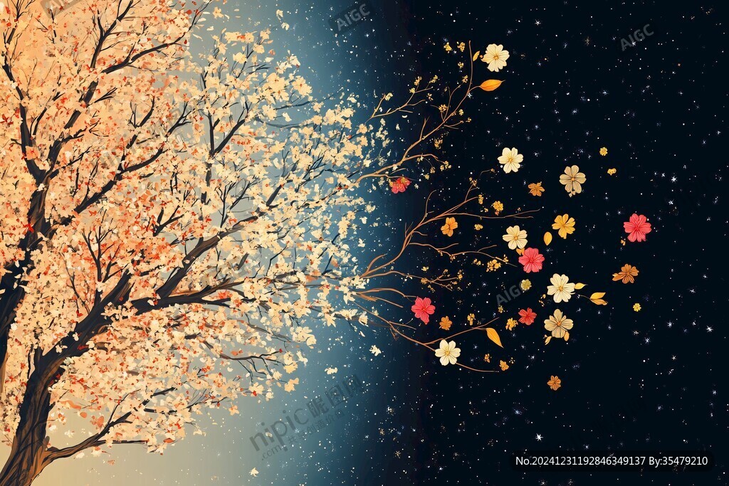 燈光花樹