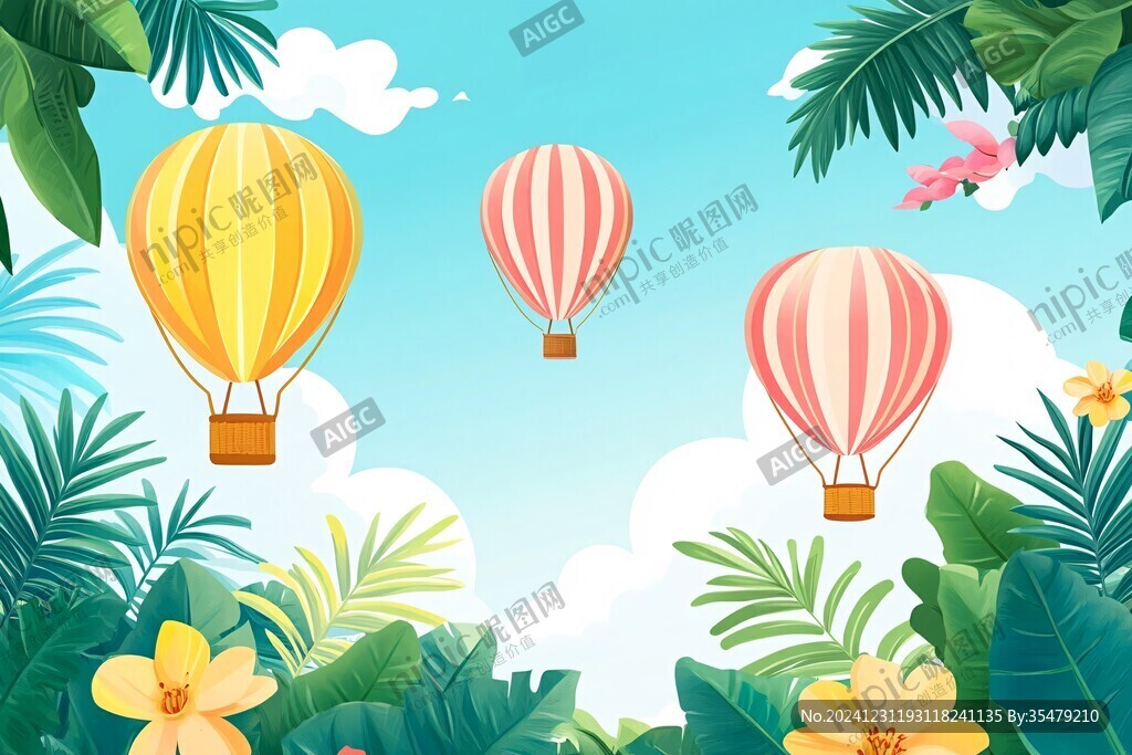 熱氣球旅游插畫