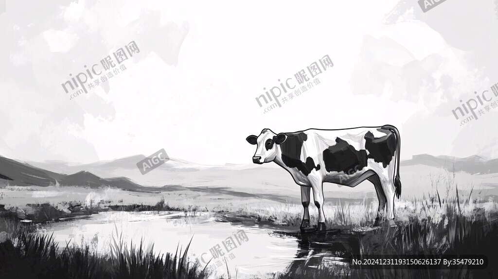 水墨牧牛