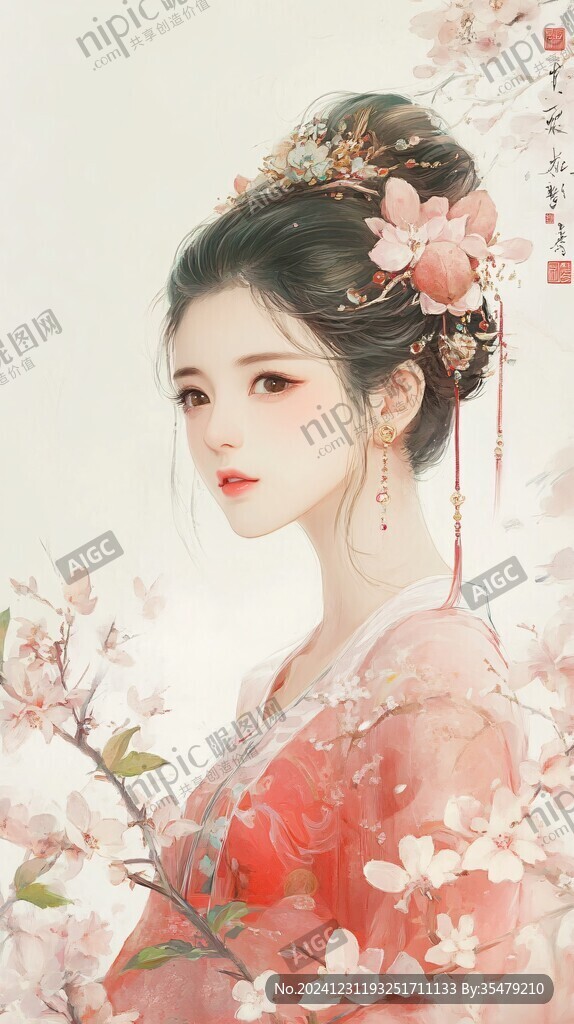 漢服美人插畫