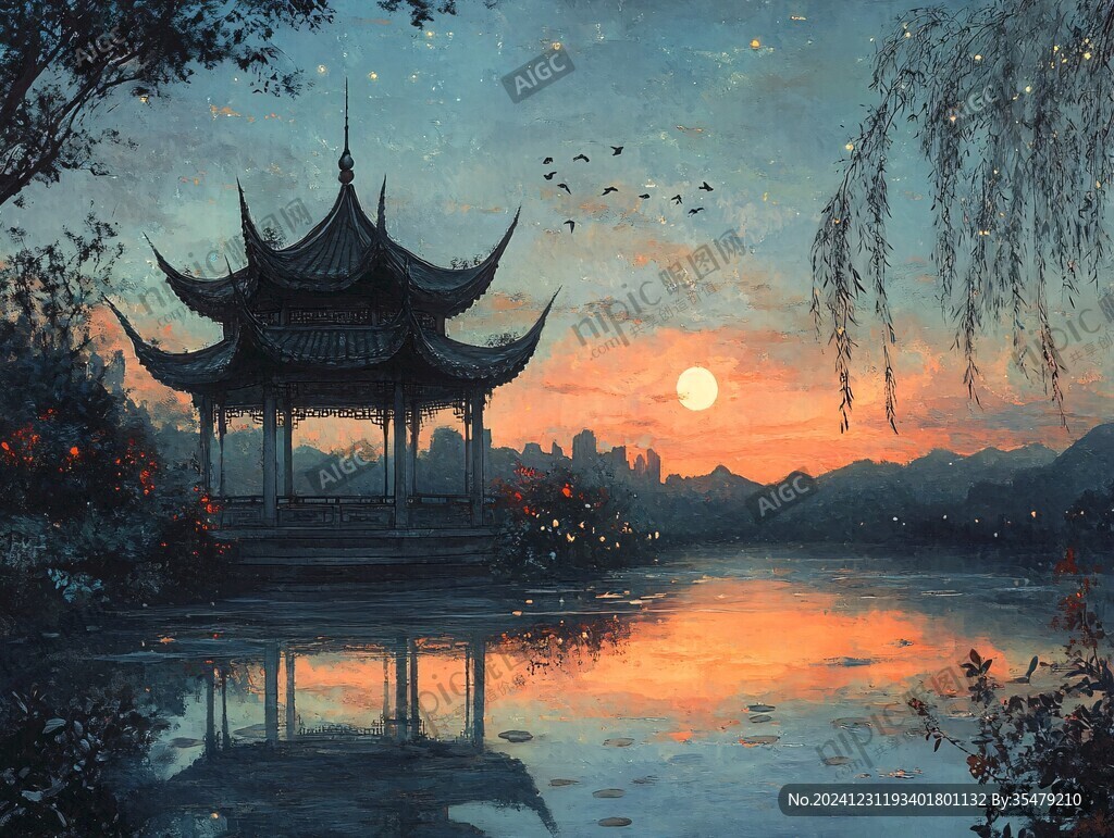 插畫愛晚亭