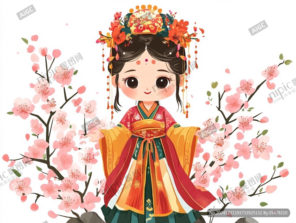 西梅卡通漢服女孩