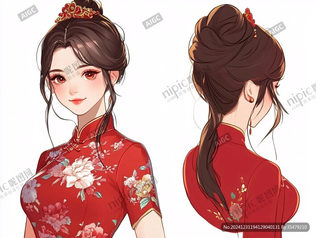 中式新娘插畫