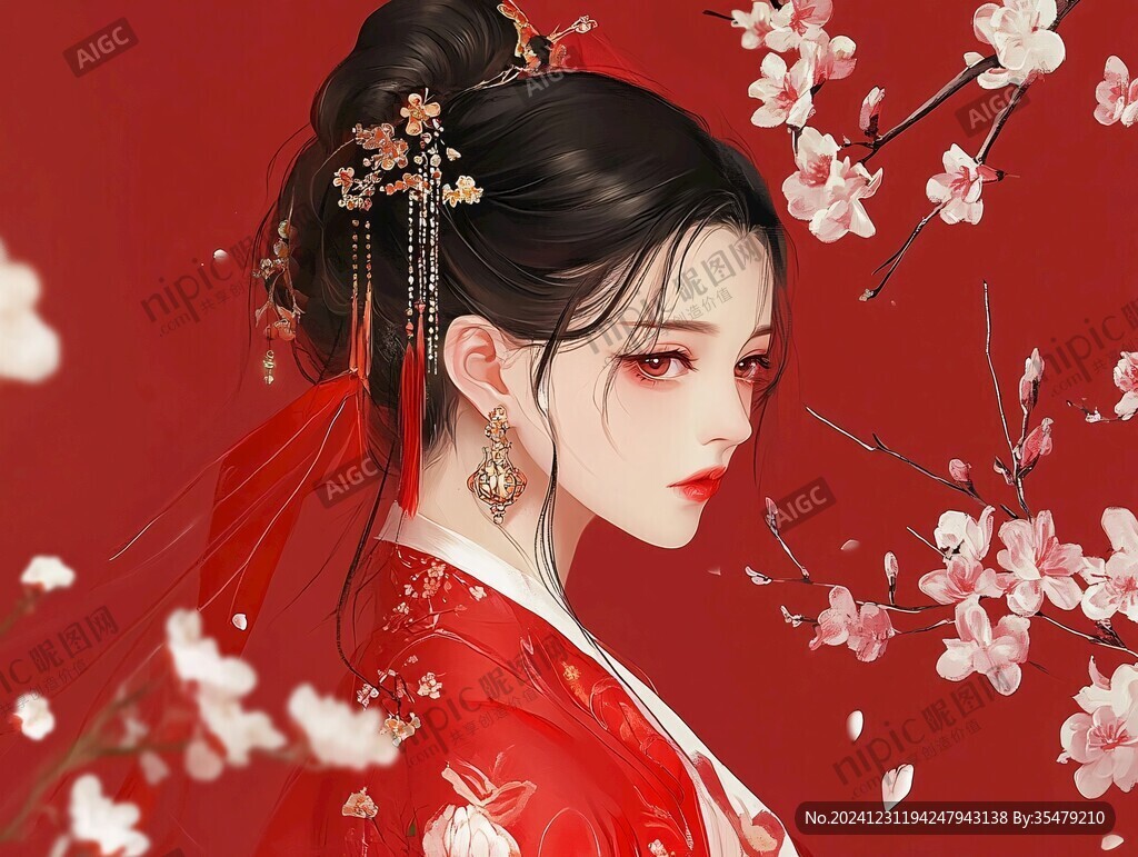 紅衣少女設(shè)計(jì)古風(fēng)