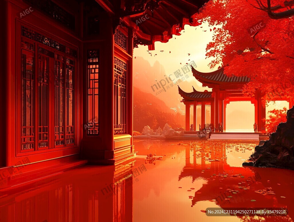 亭臺(tái)樓閣背景