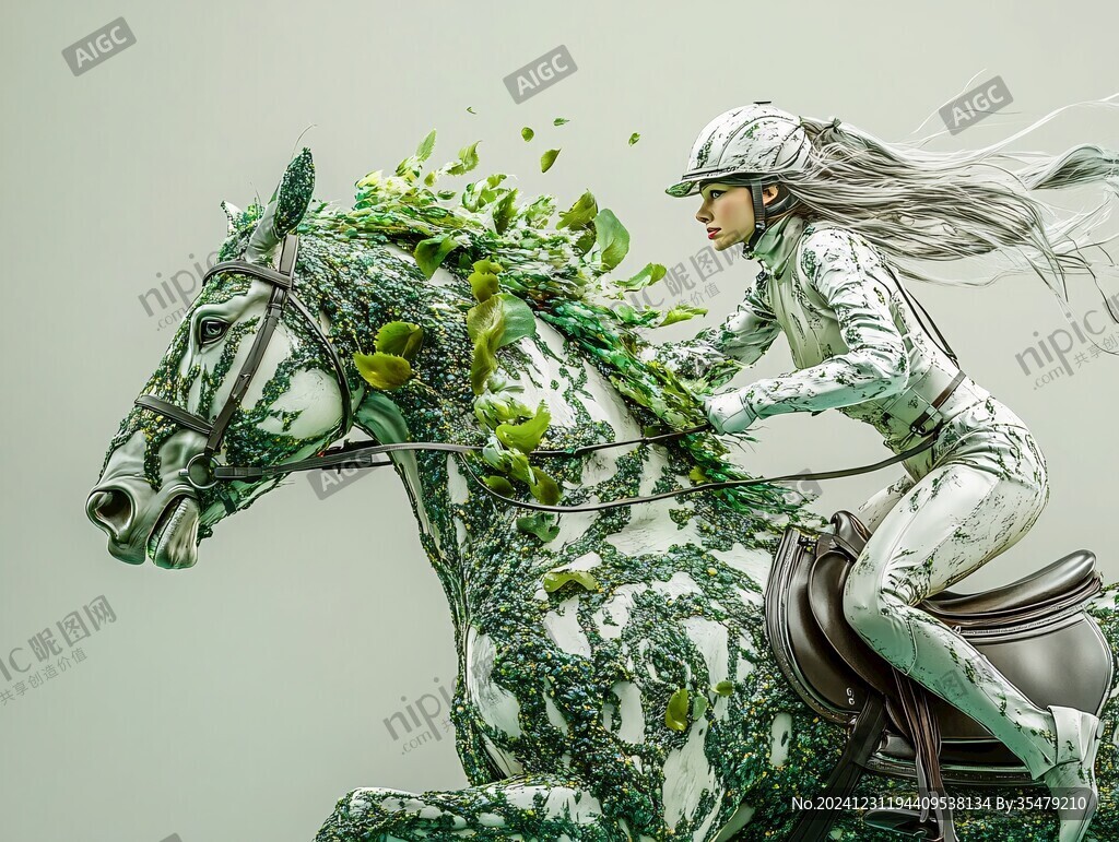 乘菊花青馬的少女
