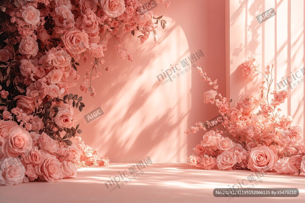 粉橘婚禮花藝