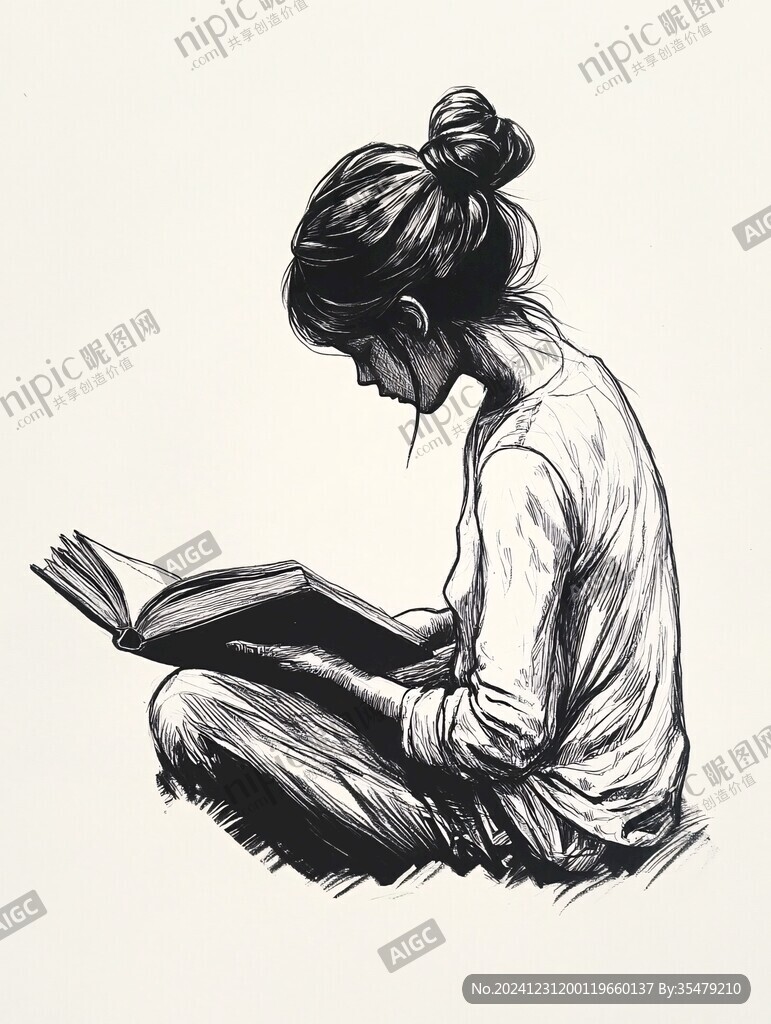 讀書(shū)女孩素描