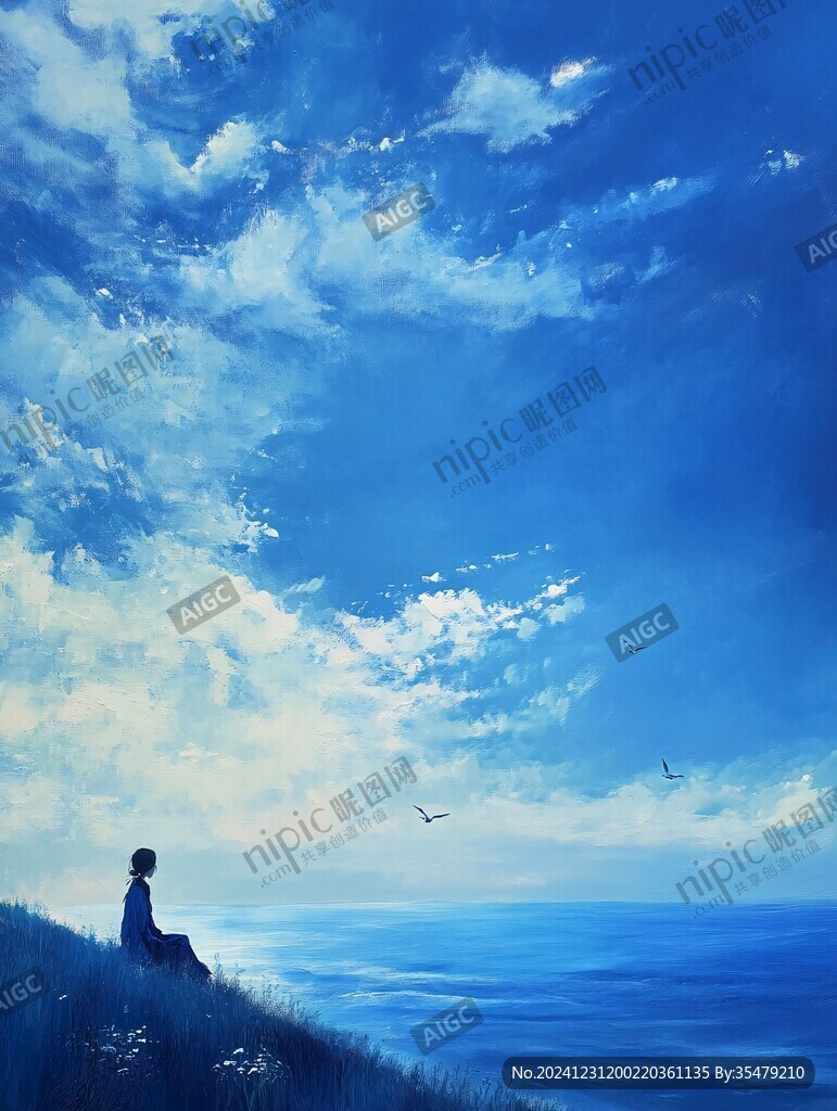 海天一色繪畫