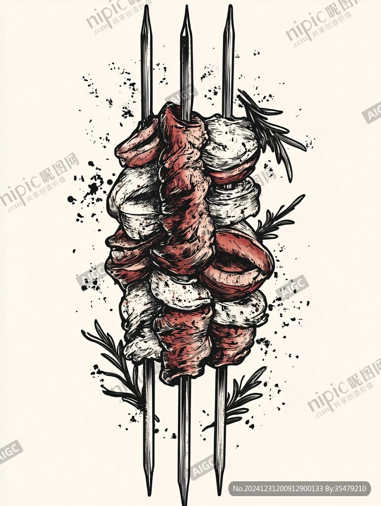 手繪牛肉串